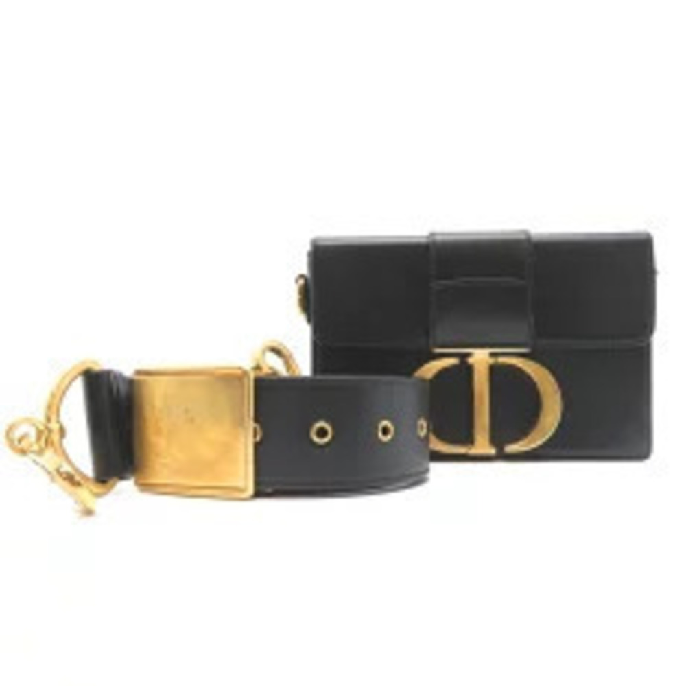 Christian Dior Montaigne Shoulder Bag Calfskin Black